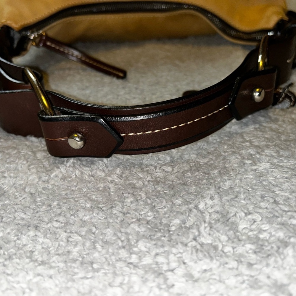 Dooney & Bourke Yellow and Brown Hobo Bag - Picture 4 of 13
